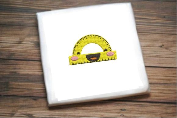 Smiling Protractor: A Joyful Embroidery Design